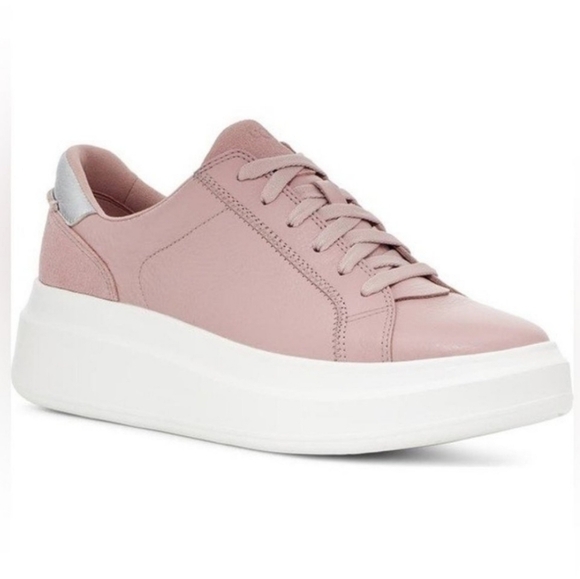 NEW UGG Scape Platform Sneakers Leather Lace Up Low Top Rose - Picture 1 of 6